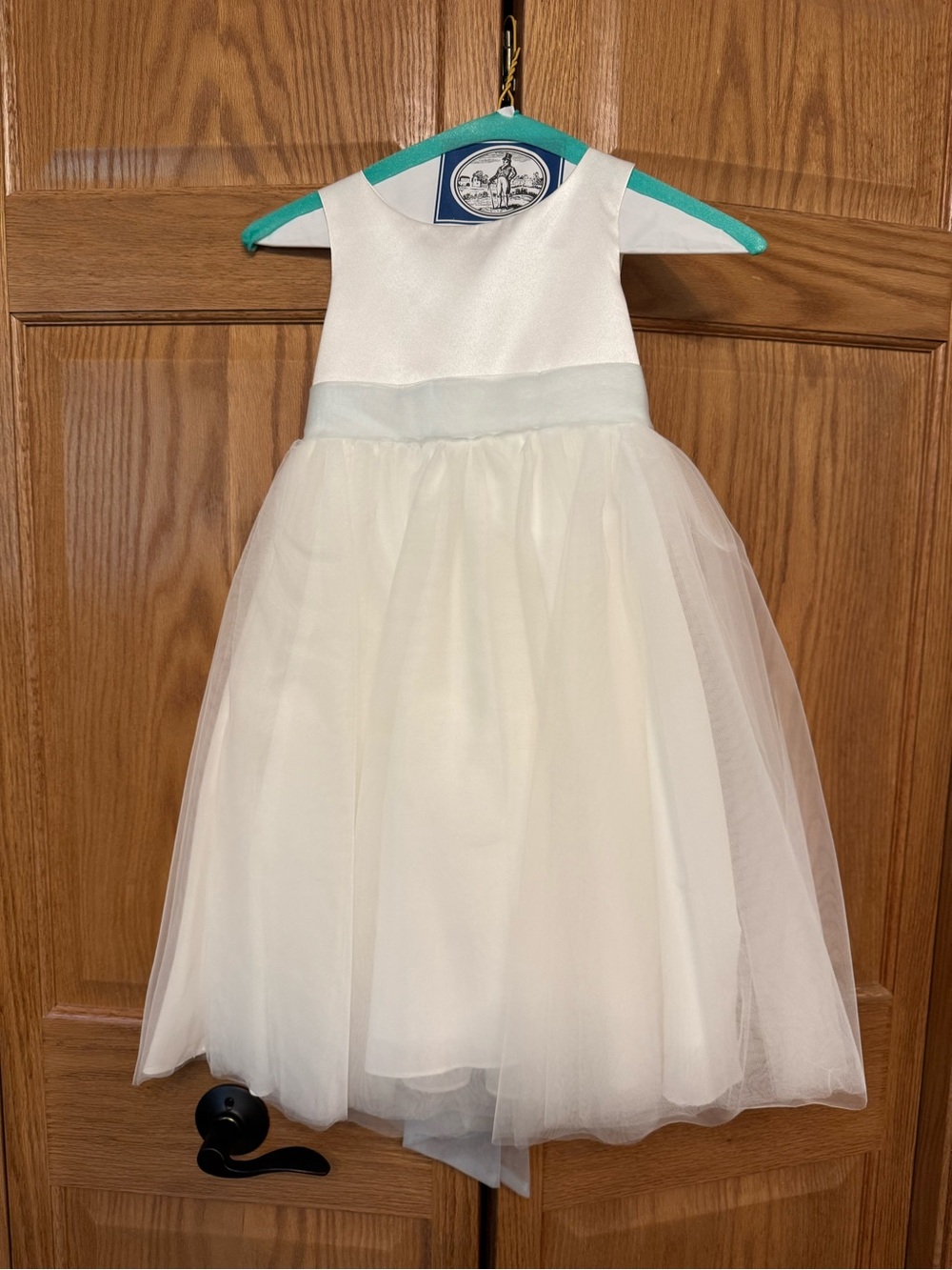 Azazie Kavi Ivory/Mist Tulle Flower Girl Dress